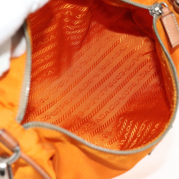 PRADA Shoulder Bag Nylon Orange Silver Auth 157934V