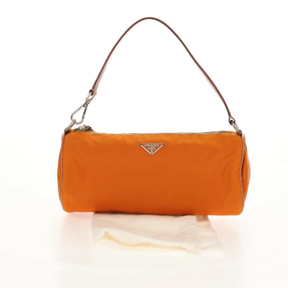 PRADA Shoulder Bag Nylon Orange Silver Auth 157934V