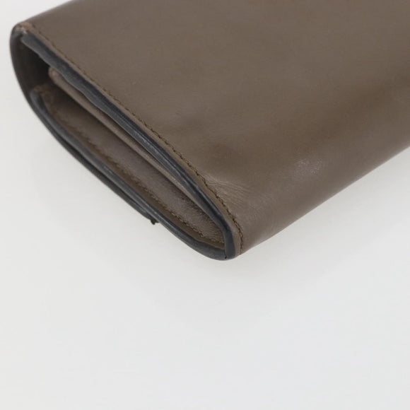 FENDI Continental Wallet Leather Gray Gold Auth 157935