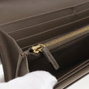 FENDI Continental Wallet Leather Gray Gold Auth 157935-18