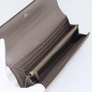 FENDI Continental Wallet Leather Gray Gold Auth 157935-8