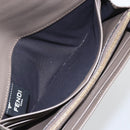 FENDI Continental Wallet Leather Gray Gold Auth 157935-19
