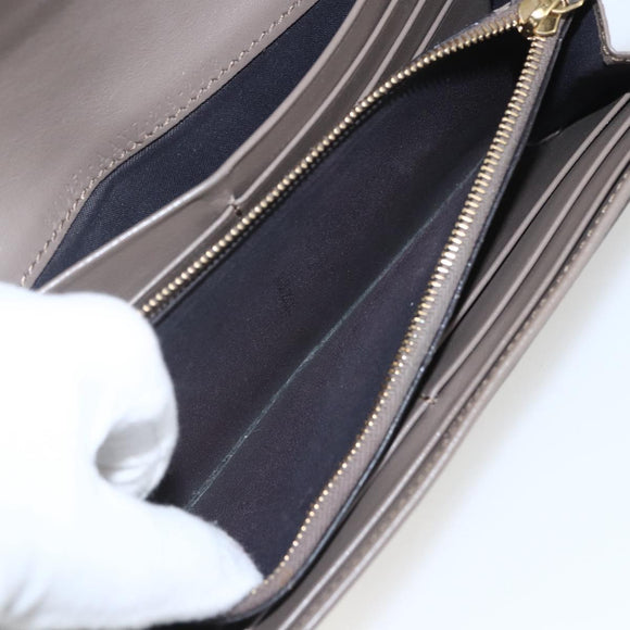 FENDI Continental Wallet Leather Gray Gold Auth 157935