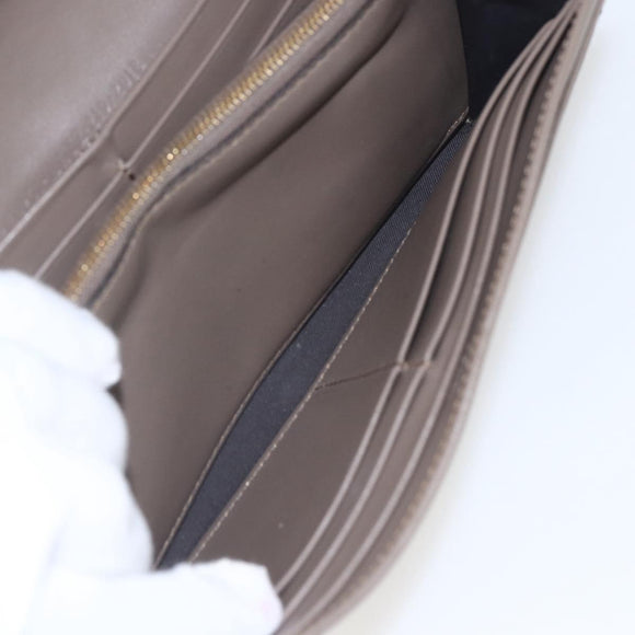 FENDI Continental Wallet Leather Gray Gold Auth 157935