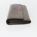 FENDI Continental Wallet Leather Gray Gold Auth 157935-3