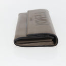 FENDI Continental Wallet Leather Gray Gold Auth 157935-4