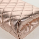 CHANEL Matelasse Pouch Lamb Skin Pink Gold CC Auth 157936M-11