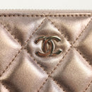 CHANEL Matelasse Pouch Lamb Skin Pink Gold CC Auth 157936M-12