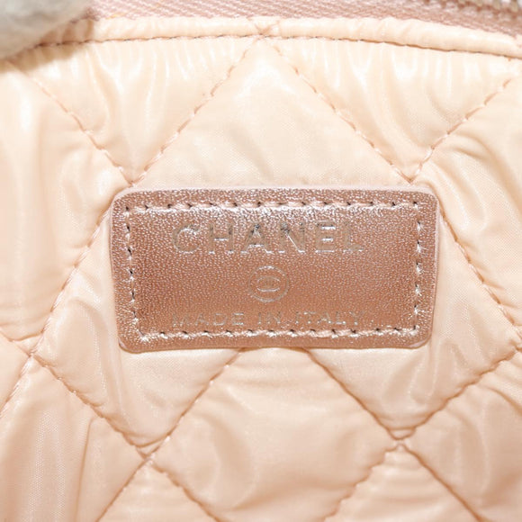 CHANEL Matelasse Pouch Lamb Skin Pink Gold CC Auth 157936M
