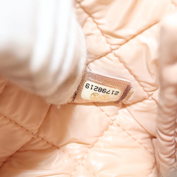 CHANEL Matelasse Pouch Lamb Skin Pink Gold CC Auth 157936M