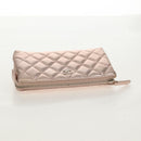 CHANEL Matelasse Pouch Lamb Skin Pink Gold CC Auth 157936M-6