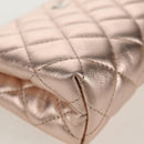 CHANEL Matelasse Pouch Lamb Skin Pink Gold CC Auth 157936M-8