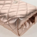 CHANEL Matelasse Pouch Lamb Skin Pink Gold CC Auth 157936M-9