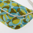 CELINE Accessory Pouch Canvas Green Silver Auth 157942-16