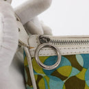 CELINE Accessory Pouch Canvas Green Silver Auth 157942-10