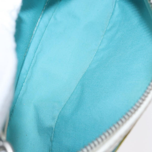 CELINE Accessory Pouch Canvas Green Silver Auth 157942