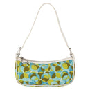 CELINE Accessory Pouch Canvas Green Silver Auth 157942-13