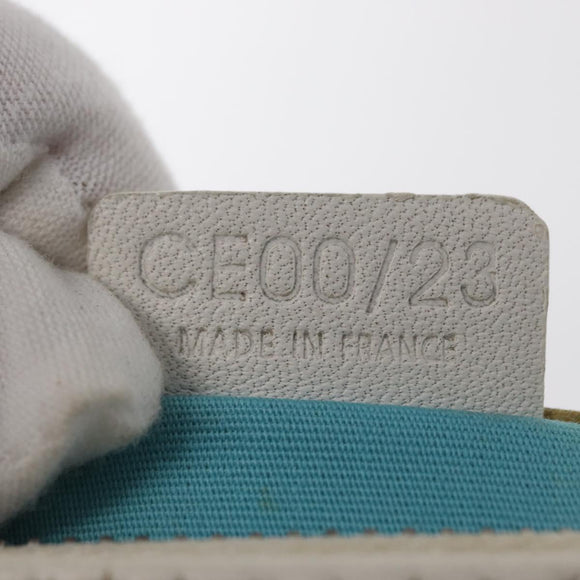 CELINE Accessory Pouch Canvas Green Silver Auth 157942