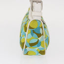 CELINE Accessory Pouch Canvas Green Silver Auth 157942-4