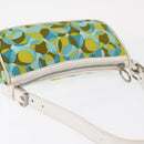 CELINE Accessory Pouch Canvas Green Silver Auth 157942-6