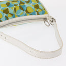 CELINE Accessory Pouch Canvas Green Silver Auth 157942-7