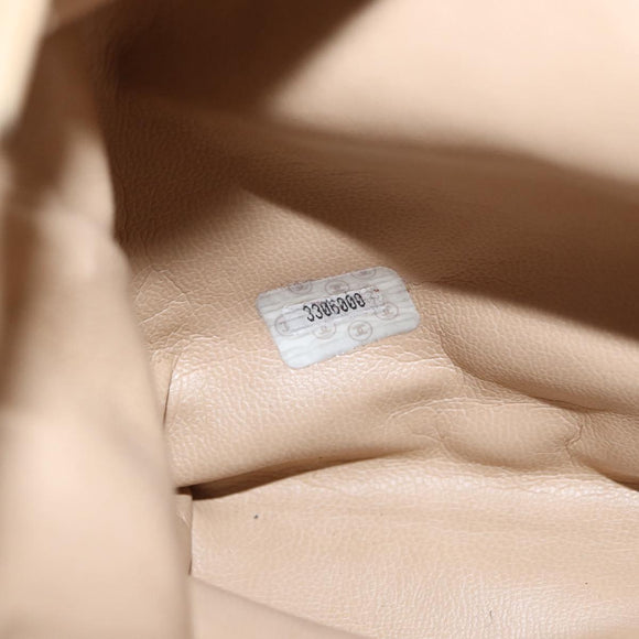 CHANEL Chain Shoulder Bag Leather Ivory Gold CC Auth 157949A