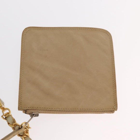 CHANEL Chain Shoulder Bag Leather Ivory Gold CC Auth 157949A