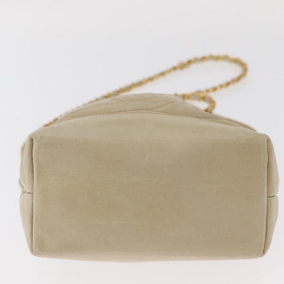 CHANEL Chain Shoulder Bag Leather Ivory Gold CC Auth 157949A