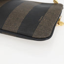 FENDI Pecan Canvas Pouch PVC Black Brown Auth 157951-15