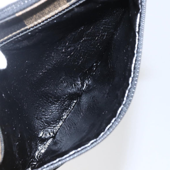 FENDI Pecan Canvas Pouch PVC Black Brown Auth 157951