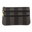 FENDI Pecan Canvas Pouch PVC Black Brown Auth 157951-13