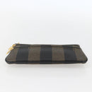 FENDI Pecan Canvas Pouch PVC Black Brown Auth 157951-6