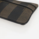 FENDI Pecan Canvas Pouch PVC Black Brown Auth 157951-7