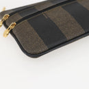 FENDI Pecan Canvas Pouch PVC Black Brown Auth 157951-14