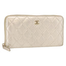 CHANEL Matelasse Long Wallet Lamb Skin Gold CC Auth 157953-1