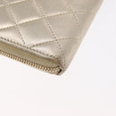 CHANEL Matelasse Long Wallet Lamb Skin Gold CC Auth 157953-15