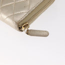 CHANEL Matelasse Long Wallet Lamb Skin Gold CC Auth 157953-8