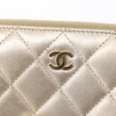 CHANEL Matelasse Long Wallet Lamb Skin Gold CC Auth 157953-17