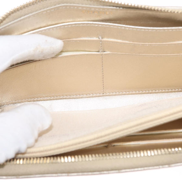 CHANEL Matelasse Long Wallet Lamb Skin Gold CC Auth 157953