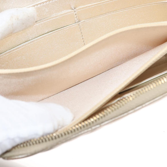 CHANEL Matelasse Long Wallet Lamb Skin Gold CC Auth 157953