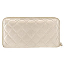 CHANEL Matelasse Long Wallet Lamb Skin Gold CC Auth 157953-2