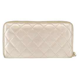 CHANEL Matelasse Long Wallet Lamb Skin Gold CC Auth 157953 - 0