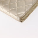 CHANEL Matelasse Long Wallet Lamb Skin Gold CC Auth 157953-14