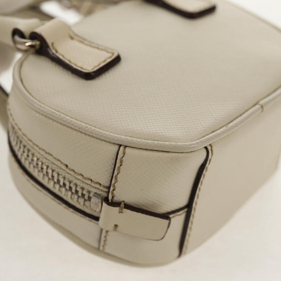 PRADA Pouch Safiano Ivory Silver Auth 157955V