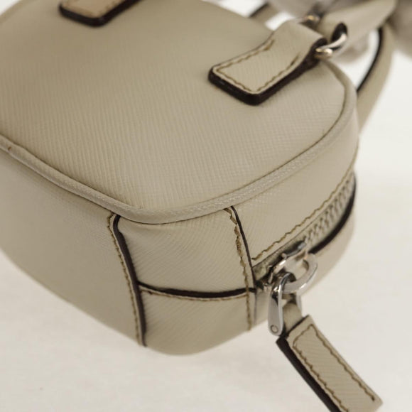 PRADA Pouch Safiano Ivory Silver Auth 157955V
