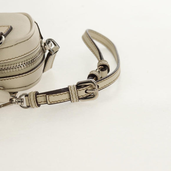 PRADA Pouch Safiano Ivory Silver Auth 157955V