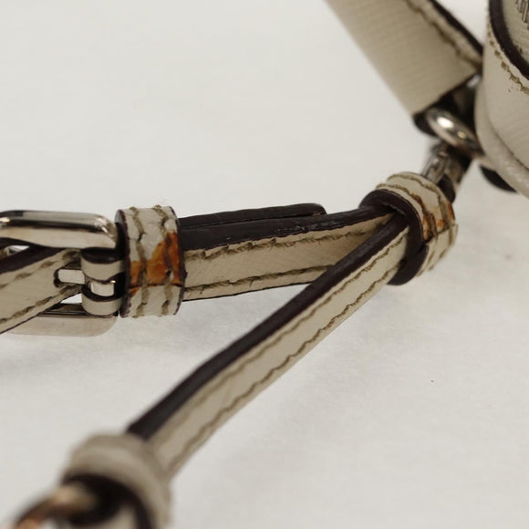 PRADA Pouch Safiano Ivory Silver Auth 157955V