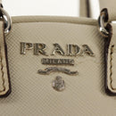 PRADA Pouch Safiano Ivory Silver Auth 157955V-21