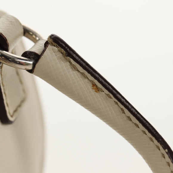 PRADA Pouch Safiano Ivory Silver Auth 157955V
