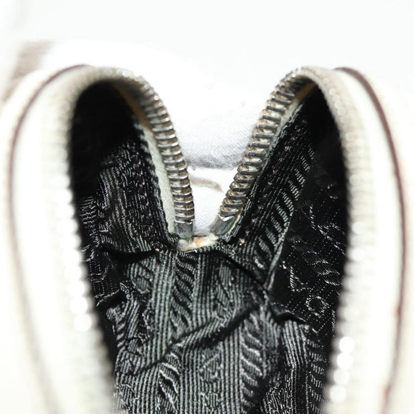 PRADA Pouch Safiano Ivory Silver Auth 157955V